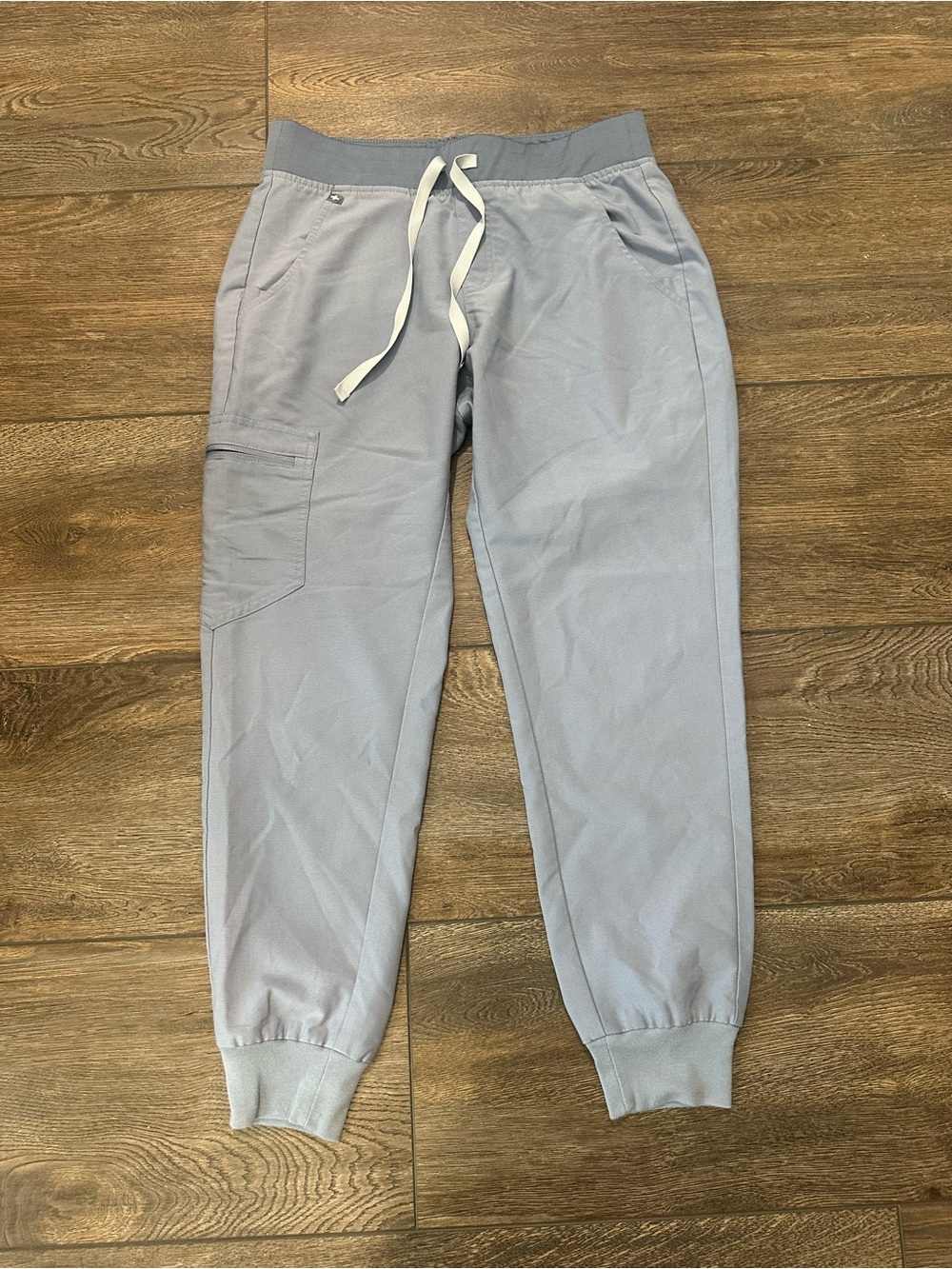 Figs Vapor Blue Zamora Joggers Scrub Pants with White Drawstring